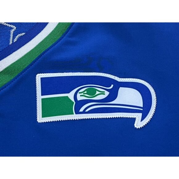 Seattle Seahawks Nike Dri Fit Blue Retro Throwback V Neck Pullover Sz Medium EUC - Picture 2 of 7